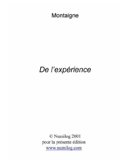 De l’expérience