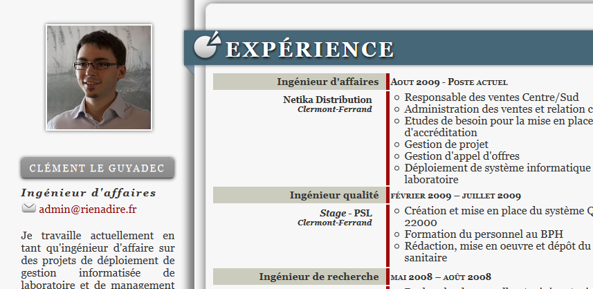 exemple d un cv en html