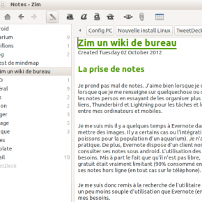 Zim - un wiki de bureau